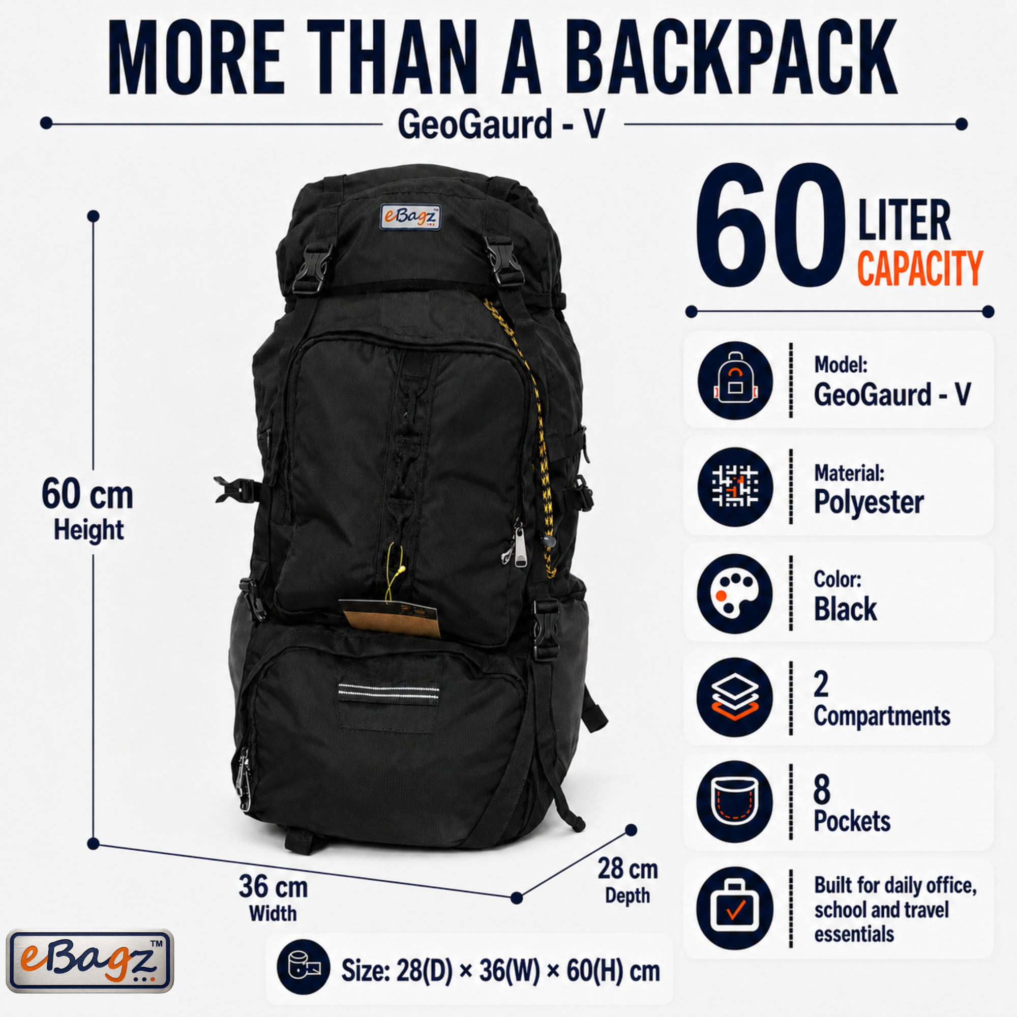 GeoGuard-V 60 Liter GPS + Voice Monitor Rucksack