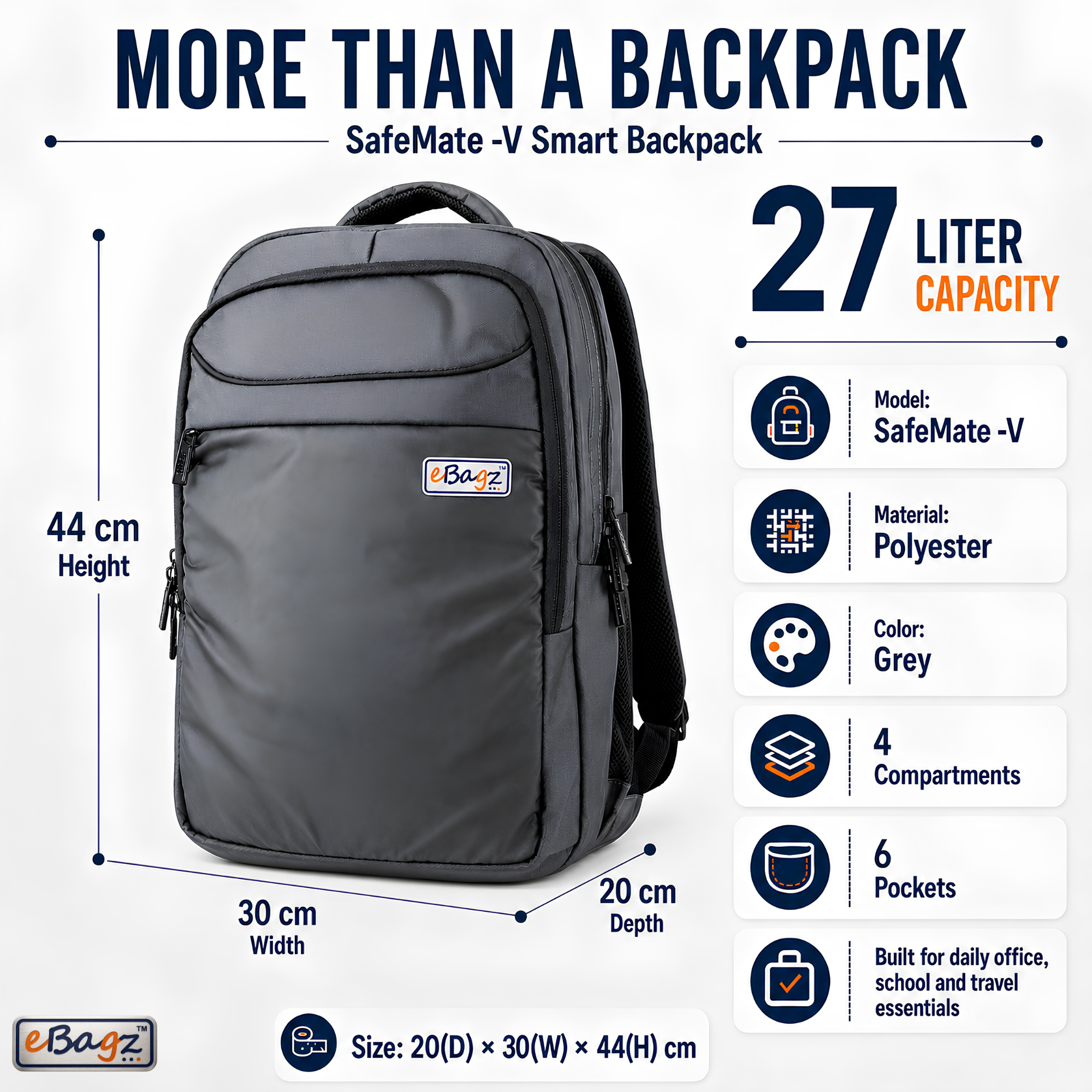 SafeMate-V 27 Liter Blue GPS+Voice Monitor Backpack
