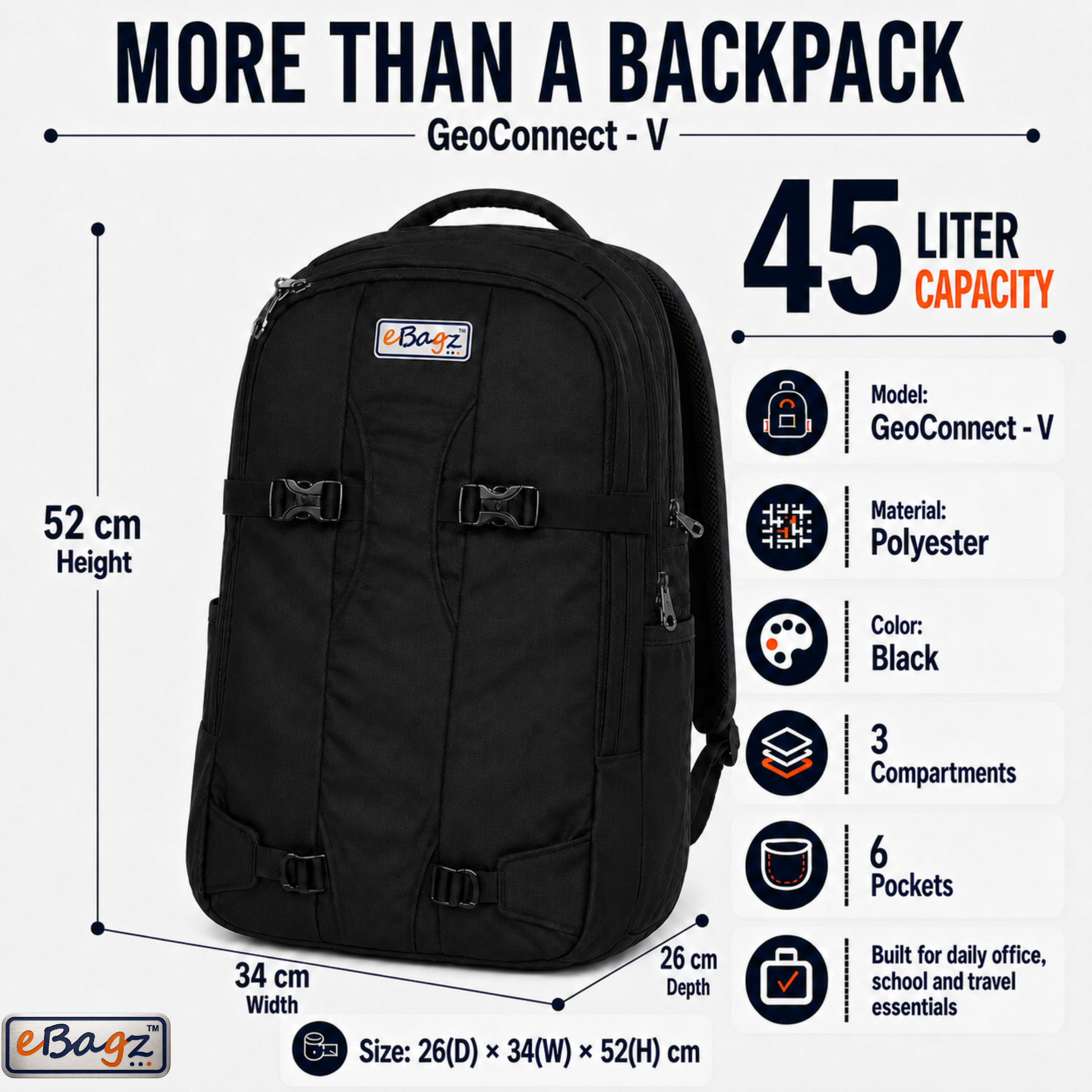 GeoConnect-V 45 Liter GPS + Voice Monitor Rucksack