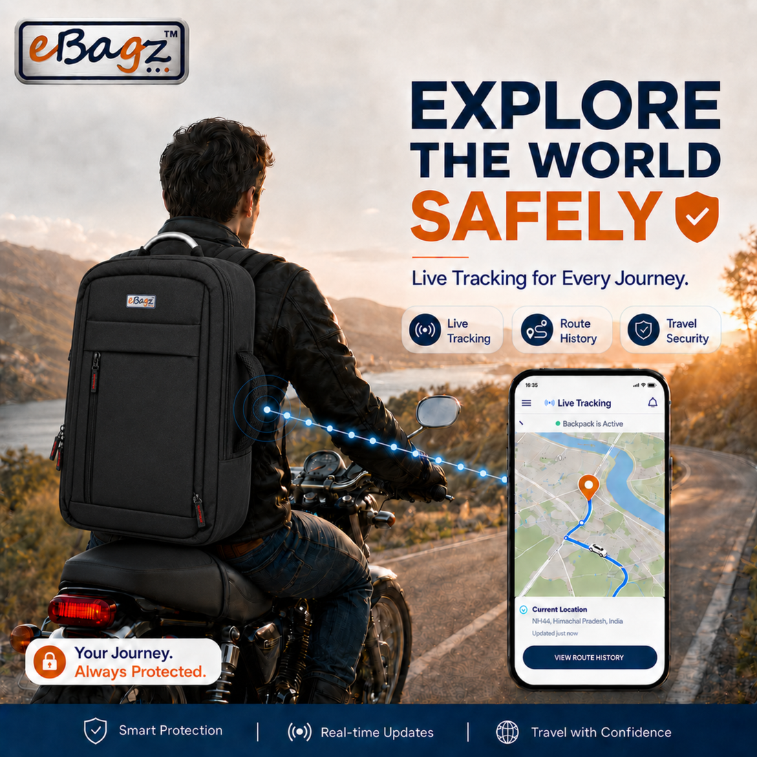 SafeCharge-V 20 Liter GPS+Voice Monitor + USB Charger Backpack