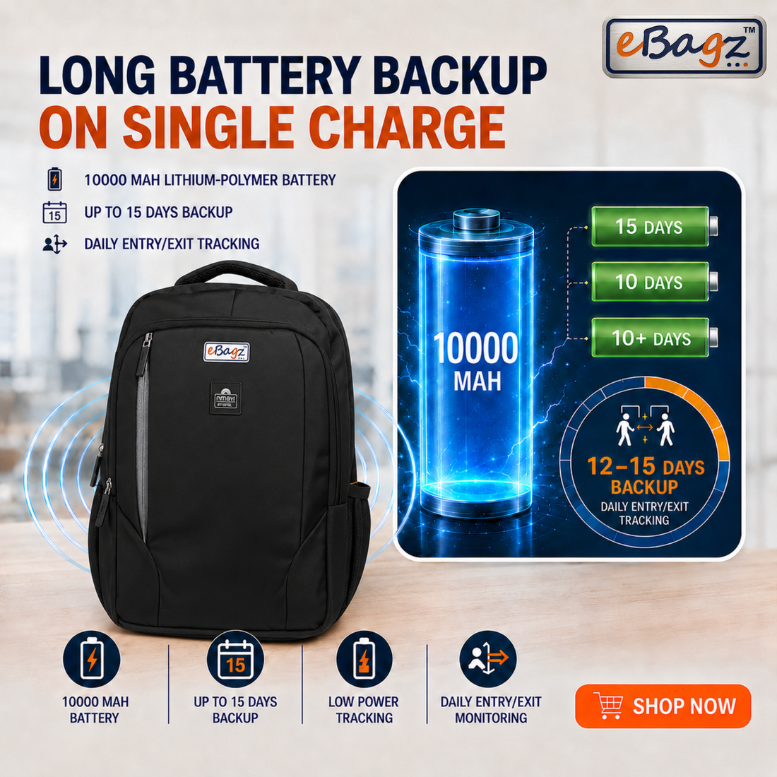 SafeGo-I 22 Liter GPS Backpack