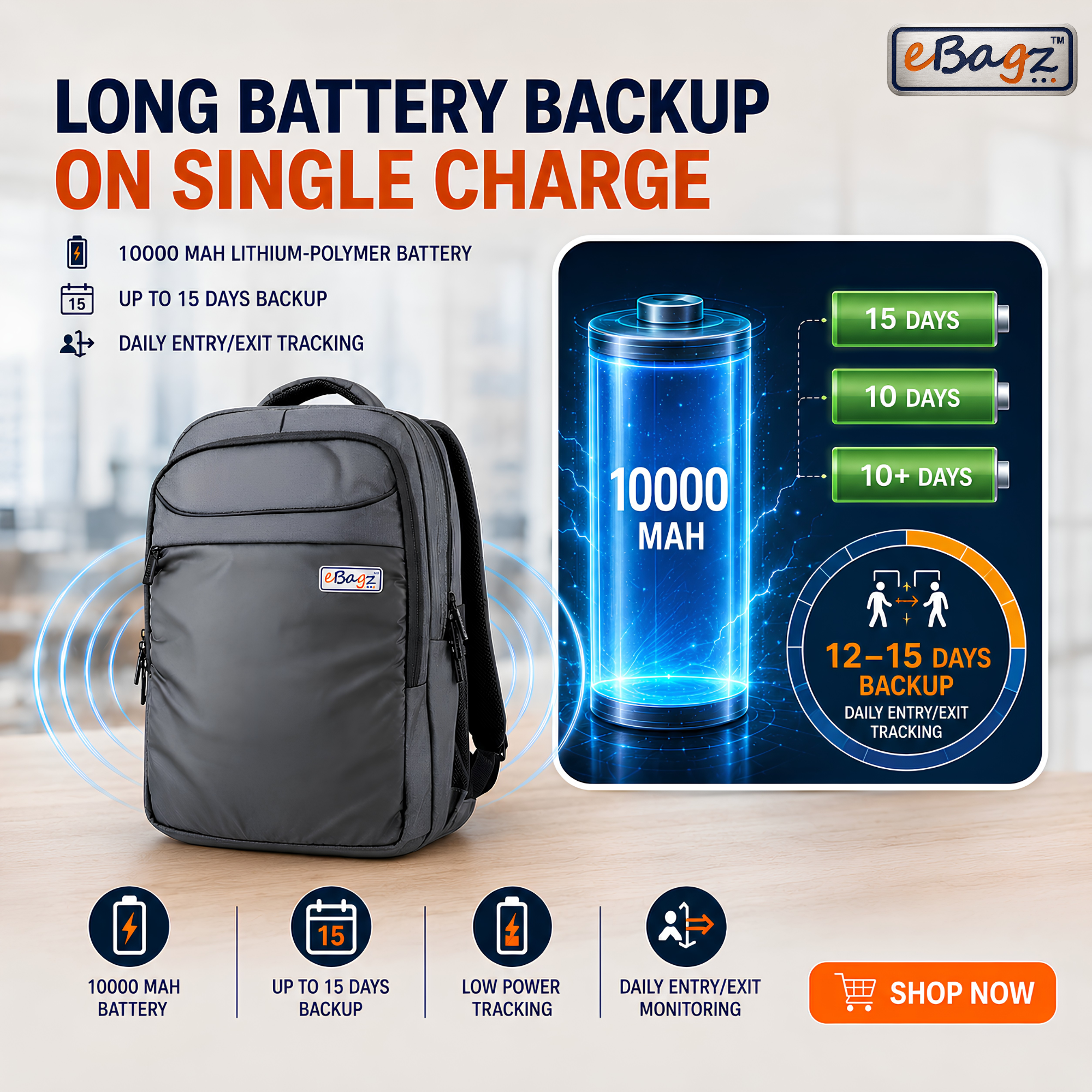SafeMate-I 27 Liter Blue GPS Backpack