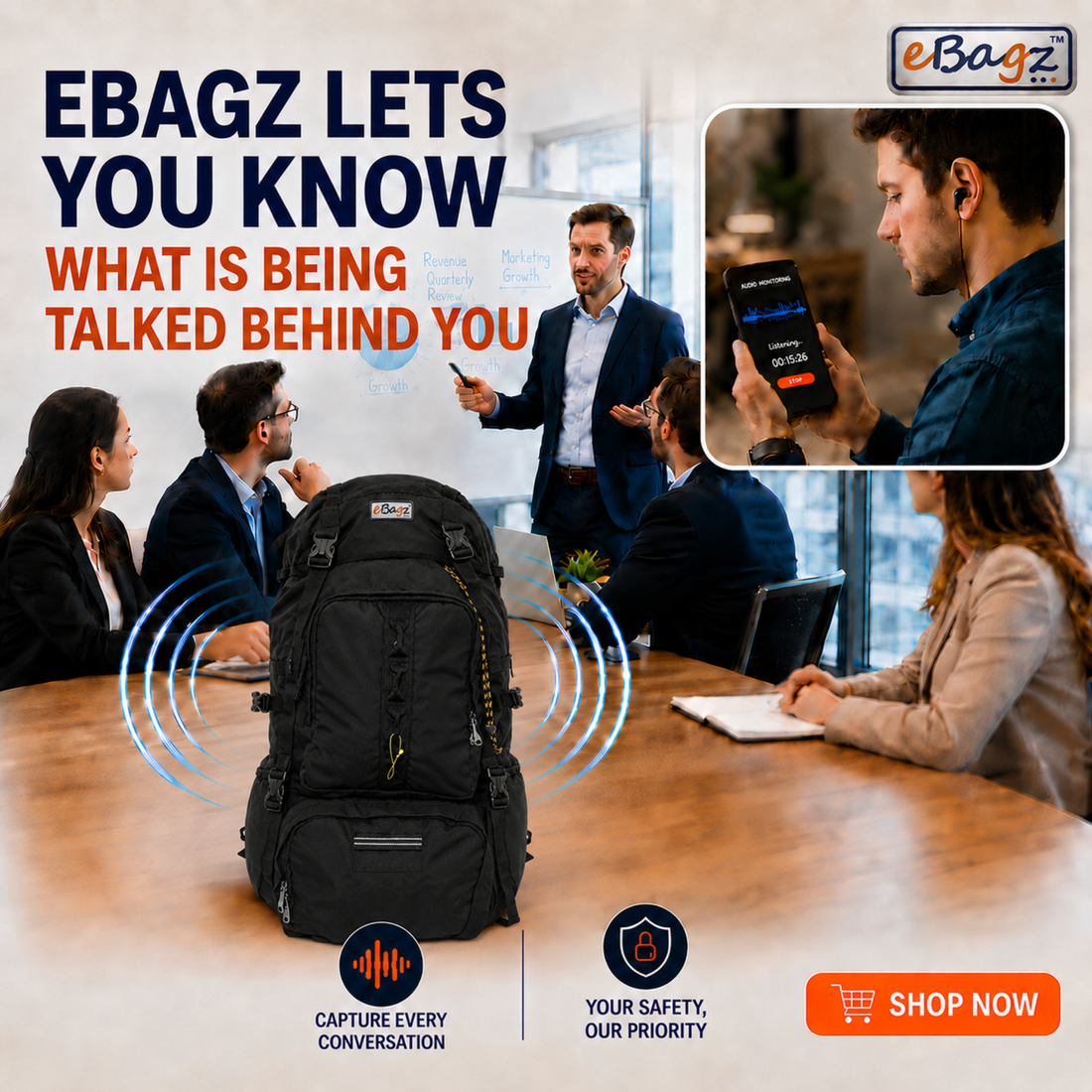 GeoGuard-V 60 Liter GPS + Voice Monitor Rucksack
