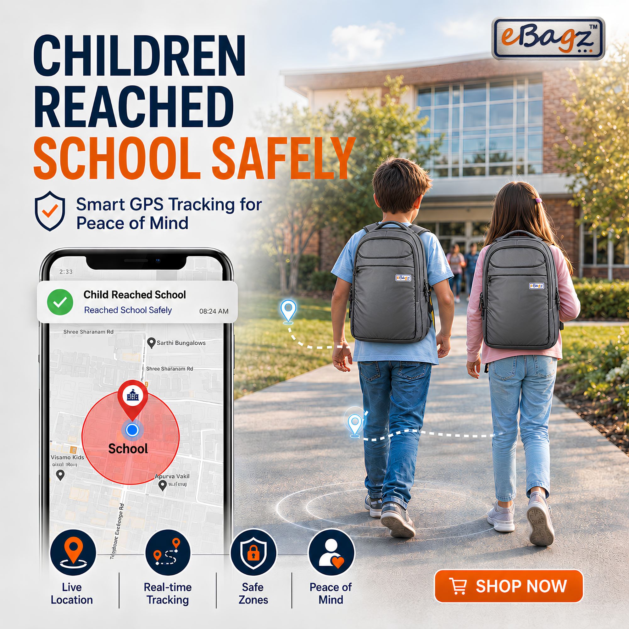 SafeMate-I 27 Liter Blue GPS Backpack