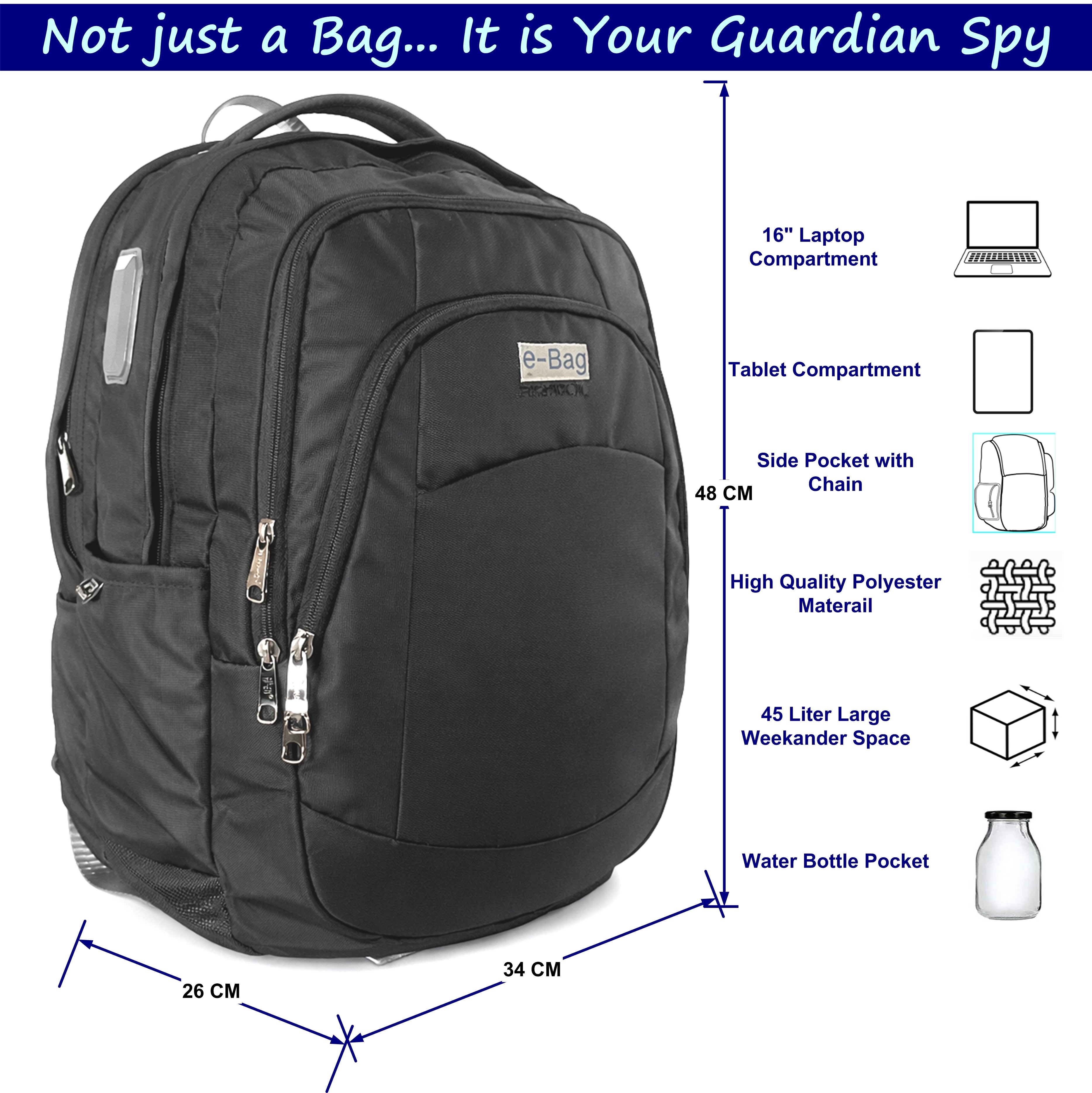 TrackMate-V 45 Liter GPS + Voice Monitor Backpack