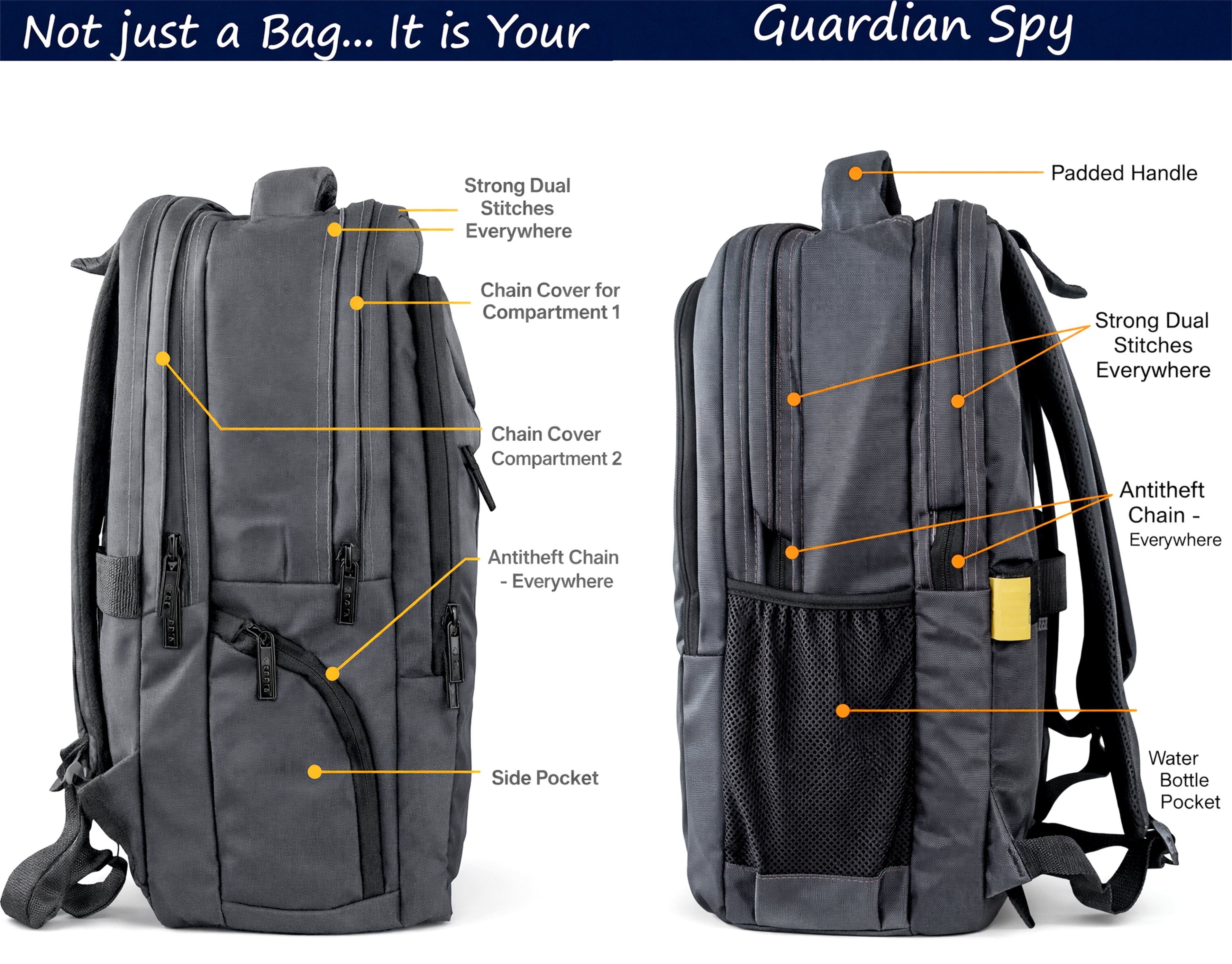 SafeMate-I 27 Liter Grey GPS Backpack