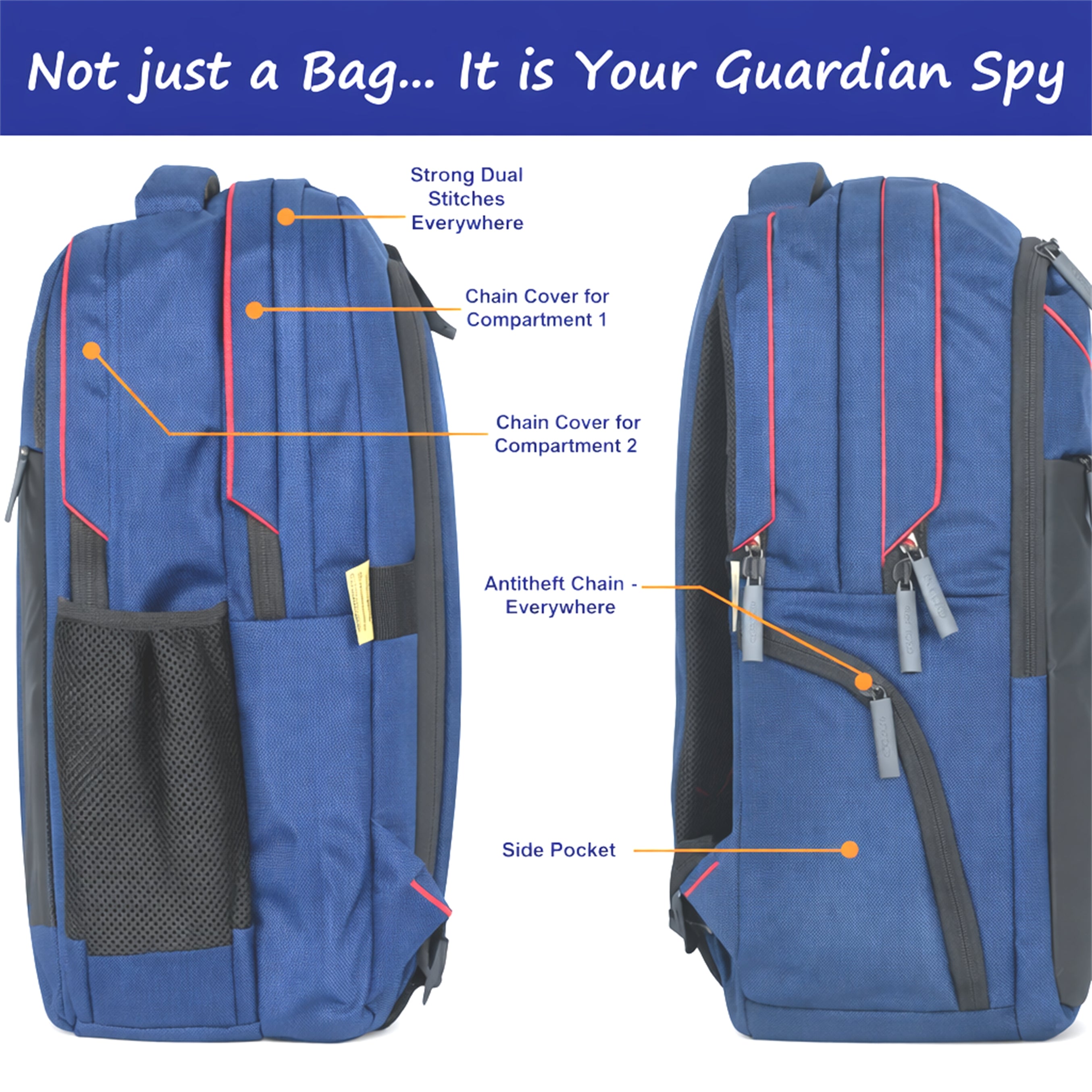SafeMate-I 27 Liter Blue GPS Backpack